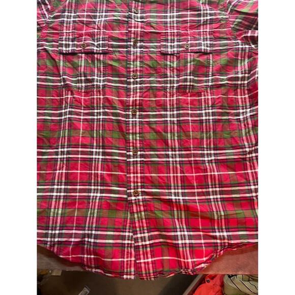 Polo Ralph Lauren Shirt Mens XL Red Plaid Tartan Short‎ Sleeve Button Pony - Picture 1 of 8